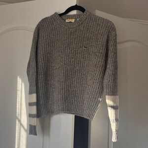 Lacoste Gray and Cream Crewneck Sweater